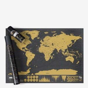 Black and Gold Scratch Off World Map